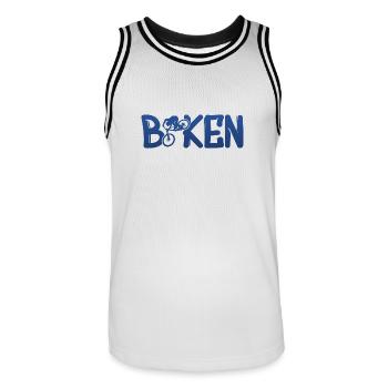 Biken Fahrrad Bike - Männer Basketball-Trikot - Weiß/Schwarz - Vorne - AI Model Male 185 dark (185cm)
