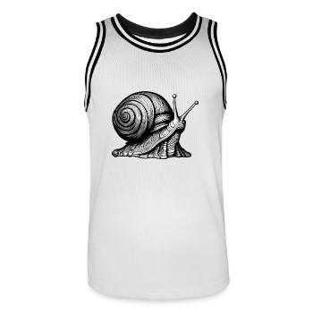 Escargot / Animal / Ramper / Visqueux / Lent - Maillot de basket Homme - blanc/noir - Devant - AI Model Male 185 dark (185cm)