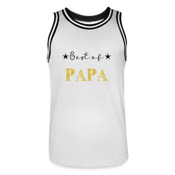 PAPA. VATERTAG. ALLES GUTE ZUM GEBURTSTAG, PAPA. ALLES GUTE ZUM GEBURTSTAG! - Männer Basketball-Trikot - Weiß/Schwarz - Vorne - AI Model Male 185 dark (185cm)