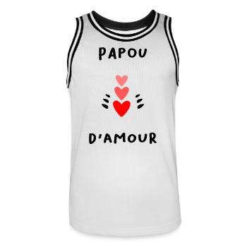 PAPOU. PAPA. FÊTE DES PÈRES. BONNE FÊTE PAPA - Maillot de basket Homme - blanc/noir - Devant - AI Model Male 185 dark (185cm)
