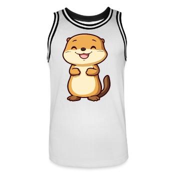 Cute and Happy Otter in Cartoon Style - Adorable - Men's Basketball Jersey - white/black - Front - AI Model Male 185 dark (185cm)