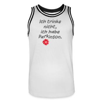 Ich trinke nicht, ich habe Parkinson. - Männer Basketball-Trikot - Weiß/Schwarz - Vorne - AI Model Male 185 dark (185cm)