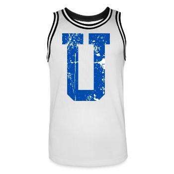 Letter u Retro Sport - Männer Basketball-Trikot - Weiß/Schwarz - Vorne - AI Model Male 185 dark (185cm)