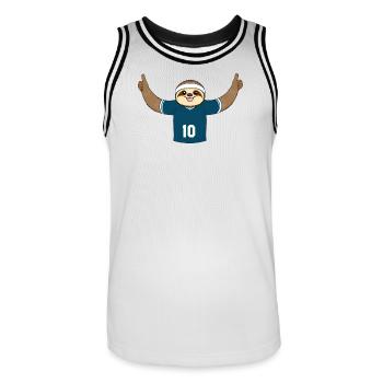 Résolutions de maillot pour fans de sport de Sloth janvier Ajustement paresseux - Maillot de basket Homme - blanc/noir - Devant - AI Model Male 185 dark (185cm)