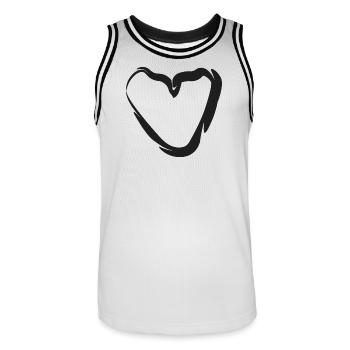 Hand-drawn heart motif - Men's Basketball Jersey - white/black - Front - AI Model Male 185 dark (185cm)