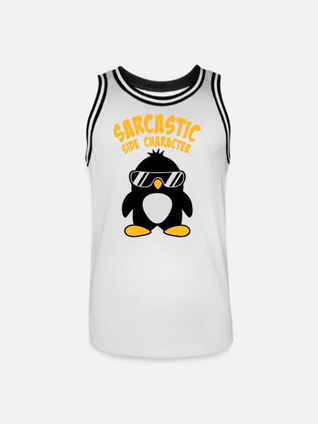 Penguin Sarcastic Side Character Sunglasses Logo - Men's Basketball Jersey - white/black