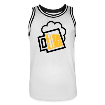 Chope à bière bavaroise (bière / chope à bière / L / \ / 2C) - Maillot de basket Homme - blanc/noir - Devant - AI Model Male 185 dark (185cm)