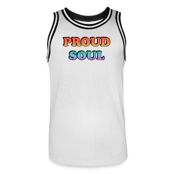Proud Soul Gradient Typography - Men's Basketball Jersey - white/black - Front - AI Model Male 185 dark (185cm)