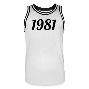 1981 Vintage 1981 Retro Birthday 1981 Gift - Men's Basketball Jersey - white/black - Front - AI Model Male 185 dark (185cm)