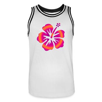 Hibiscus Pink - Men's Basketball Jersey - white/black - Front - AI Model Male 185 dark (185cm)