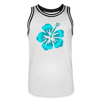 Hibiscus Turquoise - Men's Basketball Jersey - white/black - Front - AI Model Male 185 dark (185cm)