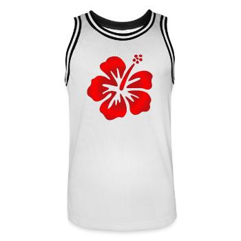 Hibiscus Red - Men's Basketball Jersey - white/black - Front - AI Model Male 185 dark (185cm)