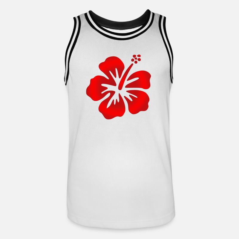 Hibiscus Rot - Männer Basketball-Trikot - Weiß/Schwarz