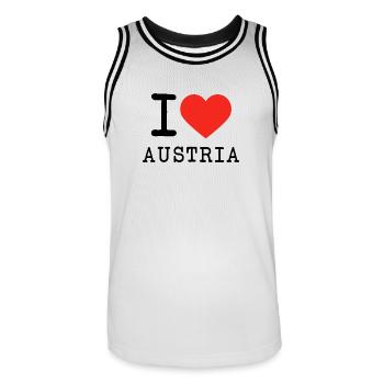 I love Austria - ich liebe Österreich - Männer Basketball-Trikot - Weiß/Schwarz - Vorne - AI Model Male 185 dark (185cm)