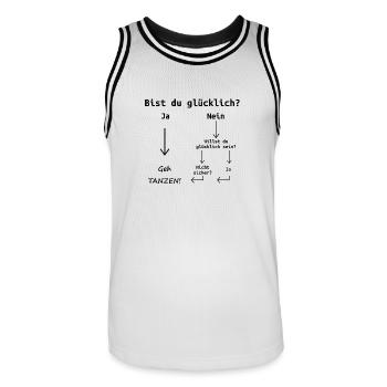 Glücklich Tanzen Dance Spruch Motto Geschenk - Männer Basketball-Trikot - Weiß/Schwarz - Vorne - AI Model Male 185 dark (185cm)