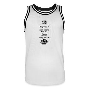 Segel setzen Spruch Wind Motivation Geschenk - Männer Basketball-Trikot - Weiß/Schwarz - Vorne - AI Model Male 185 dark (185cm)