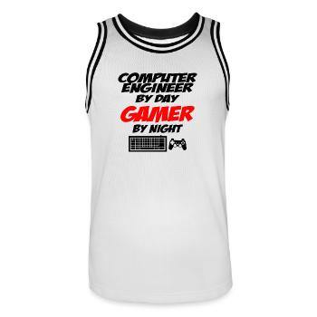 Computer Engineer - Männer Basketball-Trikot - Weiß/Schwarz - Vorne - AI Model Male 185 dark (185cm)