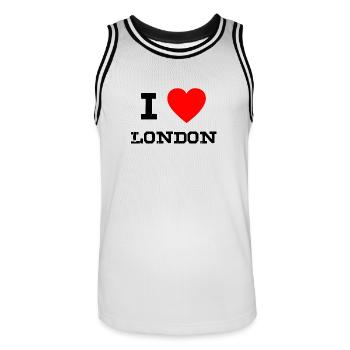 i love London - Männer Basketball-Trikot - Weiß/Schwarz - Vorne - AI Model Male 185 dark (185cm)