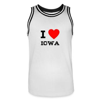 i love IOWA - Männer Basketball-Trikot - Weiß/Schwarz - Vorne - AI Model Male 185 dark (185cm)