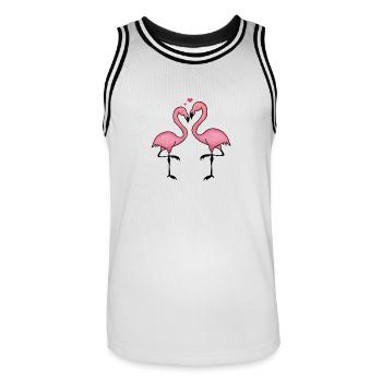 flamingos love - Men's Basketball Jersey - white/black - Front - AI Model Male 185 dark (185cm)