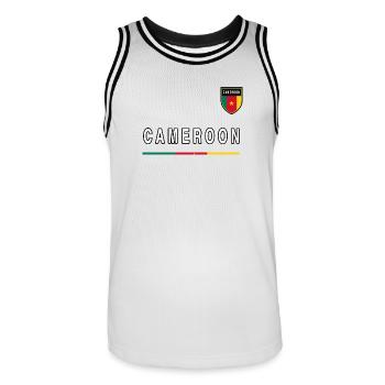 Cameroun Cameroun Drapeau Drapeau Armoiries Idée cadeau - Maillot de basket Homme - blanc/noir - Devant - AI Model Male 185 dark (185cm)