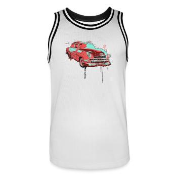 Brisé voiture voiture hobby amour idée cadeau - Maillot de basket Homme - blanc/noir - Devant - AI Model Male 185 dark (185cm)