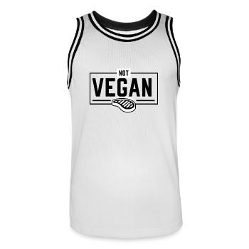 NOT VEGAN - Men's Basketball Jersey - white/black - Front - AI Model Male 185 dark (185cm)