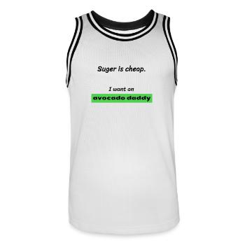 I want an AVOCADO DADDY! - Männer Basketball-Trikot - Weiß/Schwarz - Vorne - AI Model Male 185 dark (185cm)
