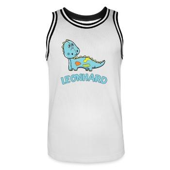 enfant drôle de dinosaure Leonhard Cadeau d'anniversaire - Maillot de basket Homme - blanc/noir - Devant - AI Model Male 185 dark (185cm)