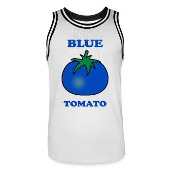blue tomato funny motif with blue tomato - Men's Basketball Jersey - white/black - Front - AI Model Male 185 dark (185cm)