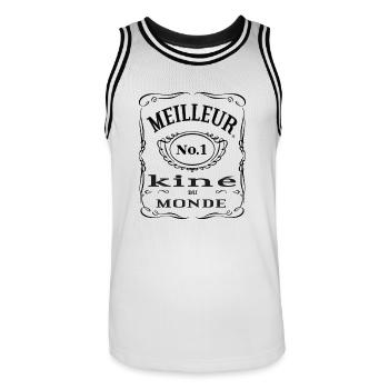 Meilleur kiné du monde - Men's Basketball Jersey - white/black - Front - AI Model Male 185 dark (185cm)