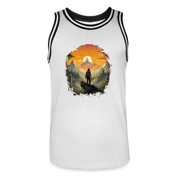 Hiking Adventure Hiking Mountains Hiking Camping - Men's Basketball Jersey - white/black - Front - AI Model Male 185 dark (185cm)