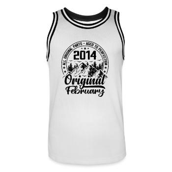 2014 février Original : 10 Ans cadeau Anniversaire - Maillot de basket Homme - blanc/noir - Devant - AI Model Male 185 dark (185cm)