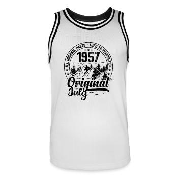 1957 juillet Original : 67 Ans cadeau Anniversaire - Maillot de basket Homme - blanc/noir - Devant - AI Model Male 185 dark (185cm)