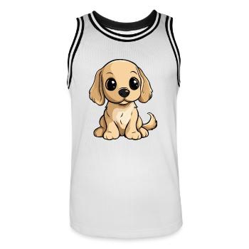 Cocker Spaniel Hund Comic Niedlich - Männer Basketball-Trikot - Weiß/Schwarz - Vorne - AI Model Male 185 dark (185cm)