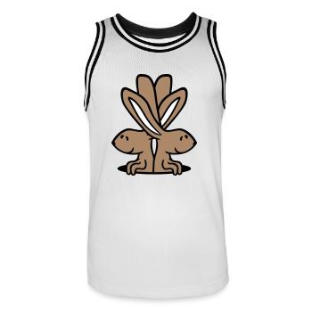 2 trous lapins fond deux amis équipe équipage couple plaisir - Maillot de basket Homme - blanc/noir - Devant - AI Model Male 185 dark (185cm)