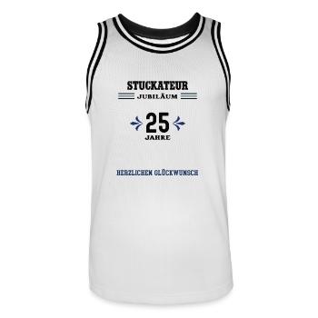 Stuckateur 25 Jahre Jubiläum 25. jähriges Jubi - Männer Basketball-Trikot - Weiß/Schwarz - Vorne - AI Model Male 185 dark (185cm)