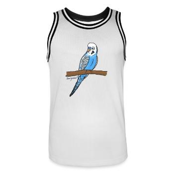 Blauer Wellensittich - Männer Basketball-Trikot - Weiß/Schwarz - Vorne - AI Model Male 185 dark (185cm)