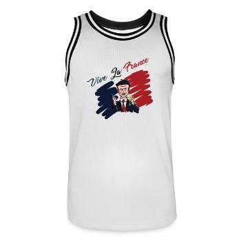 vive la france, Macron, Paris - Men's Basketball Jersey - white/black - Front - AI Model Male 185 dark (185cm)