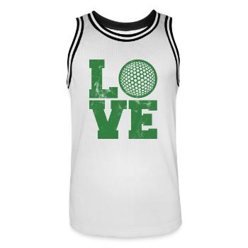 Golf Caddy Golf Course Putter Yardage Gift Tee - Men's Basketball Jersey - white/black - Front - AI Model Male 185 dark (185cm)