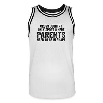 Cross Country Only Sport Where Parents Need To Be - Men's Basketball Jersey - white/black - Front - AI Model Male 185 dark (185cm)