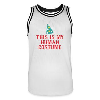 Clown: This Is My Human Costume - Gift - Men's Basketball Jersey - white/black - Front - AI Model Male 185 dark (185cm)