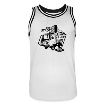 Multicar M25 IFA Mobile - Männer Basketball-Trikot - Weiß/Schwarz - Vorne - AI Model Male 185 dark (185cm)