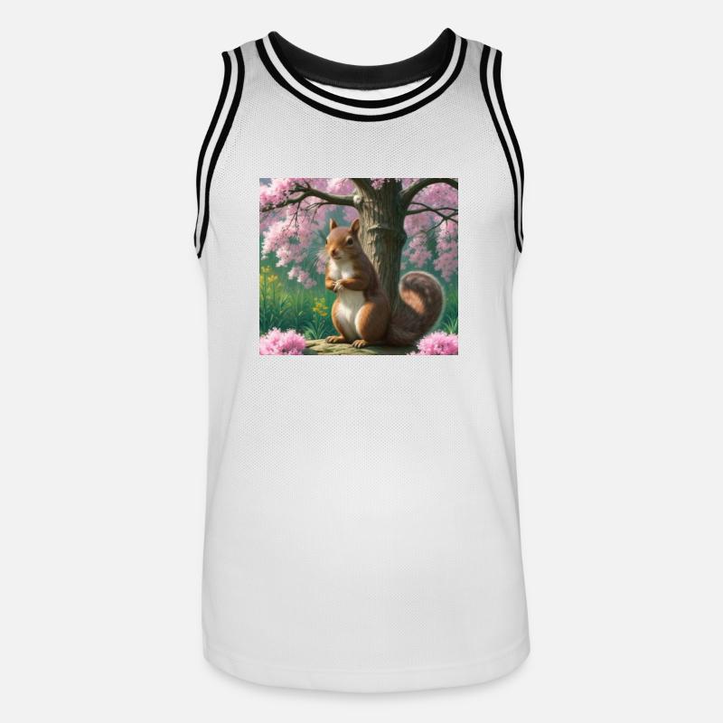 Suirrel withblooming tree - Eichhörnchen - Männer Basketball-Trikot - Weiß/Schwarz
