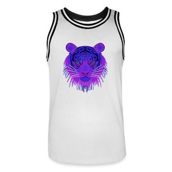 Blue-Eye-Tiger - Männer Basketball-Trikot - Weiß/Schwarz - Vorne - AI Model Male 185 dark (185cm)