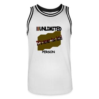 Il n’est jamais trop tard - Maillot de basket Homme - blanc/noir - Devant - AI Model Male 185 dark (185cm)