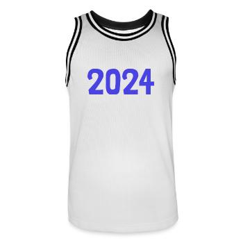 2024. FROHES NEUES JAHR. SILVESTER. NEUJAHR - Männer Basketball-Trikot - Weiß/Schwarz - Vorne - AI Model Male 185 dark (185cm)