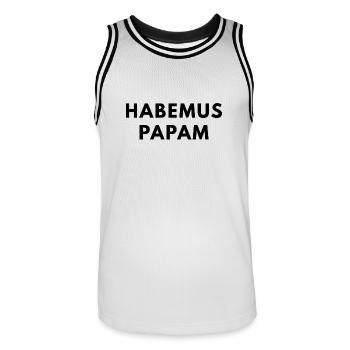 Habemus Papam - We have a Pope - Men's Basketball Jersey - white/black - Front - AI Model Male 185 dark (185cm)