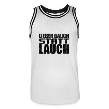 Lieber Bauch Statt Lauch - Männer Basketball-Trikot - Weiß/Schwarz - Vorne - AI Model Male 185 dark (185cm)