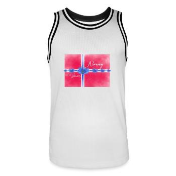 Norvège Norvège Drapeau J’aime Norvège Norge - Maillot de basket Homme - blanc/noir - Devant - AI Model Male 185 dark (185cm)